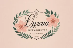 Logo de Lyna Beauté représentant une lettre "L" stylisée en forme de pinceau de maquillage ou de vague élégante, accompagné du nom "Lyna Beauté" dans une typographie raffinée. Les couleurs douces (rosé, doré ou nude) évoquent la douceur et le luxe des produits de beauté.